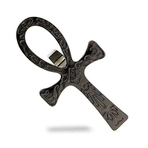Vintage Carved Egyptian Scriptures Big Ankh Cross Finger Ring For Women Men Gothic Open Crosses Amulet Band Jewelry