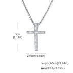 Hip Hop Cool AAA Cubic Zircon Cross Necklace for Men, Stainless Steel Chain Vintage Cross Pendant, Religious Punk Jewelry