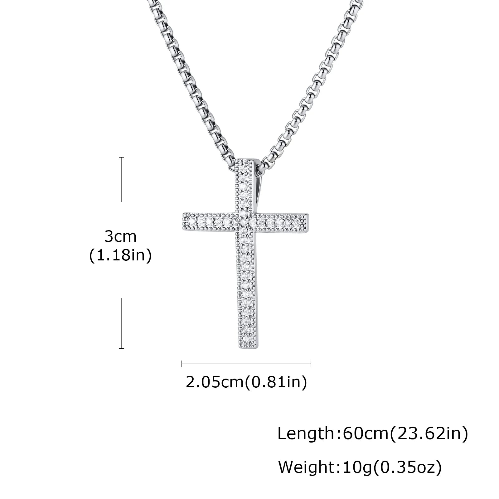 Hip Hop Cool AAA Cubic Zircon Cross Necklace for Men, Stainless Steel Chain Vintage Cross Pendant, Religious Punk Jewelry