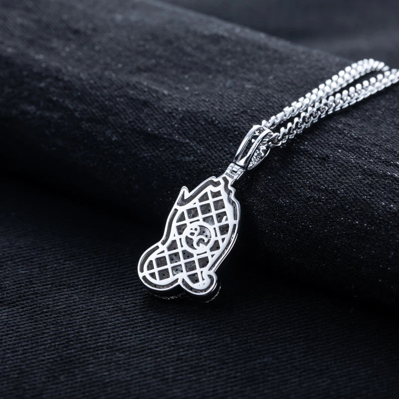 Iced Out Praying Hand Pendant — 925 Silver