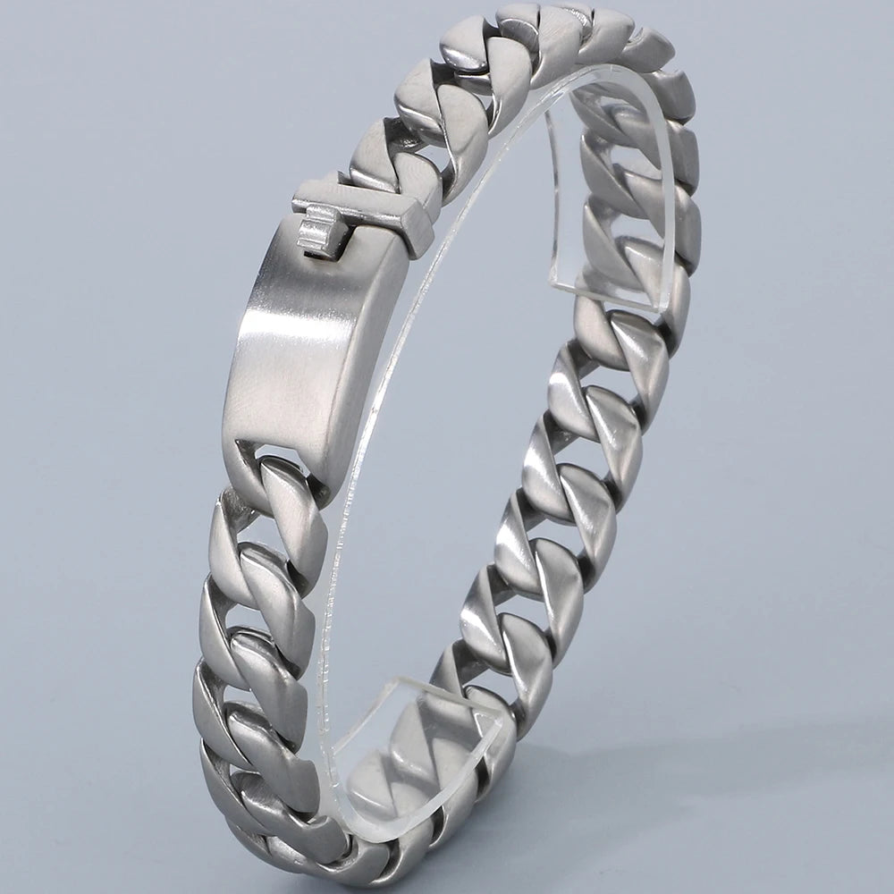 Classic 12MM Cuban Link Chain Bracelet for Man Waterproof Stainless Steel Men's Bracelets Wrist Hand Jewelry Boys Gifts