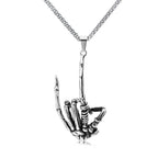 Skull Rock Hand Pendant — Stainless Steel