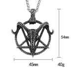 Gothic Punk Demon Sheep Skull Pendant Stainless Steel Pentagram Necklace For Men Women Unique Amulet Jewelry Gift