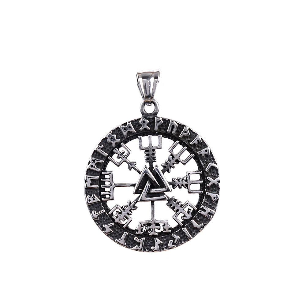 Compass Odin Steel Pendant Vintage Nordic Punk