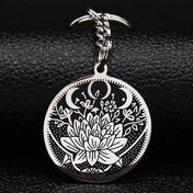 Wicca Lotus Stainless Steel Necklaces Pendants for Men Black Silver Color Moon Eye Long Chain Necklace Jewelry Colgante Hombre