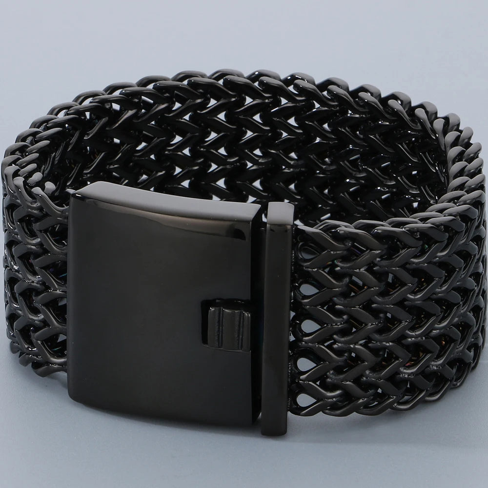 Massive 30MM Width 22CM Long Square Franco Chain Man Bracelet for Men Casting 316L Stainless Steel Men's Bracelets &