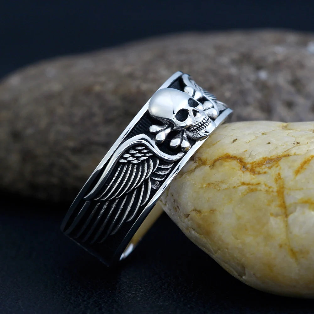Skull Wing Ring — 925 Silver