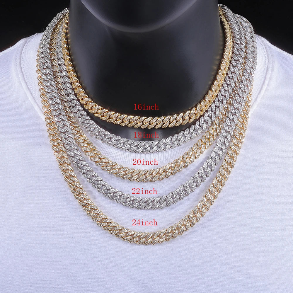 10mm Hip Hop Cubic Zircon CZ Iced Out Bubbles Cuban Link Chain Necklace For Men Women Jewelry Birthday Personalized Gift