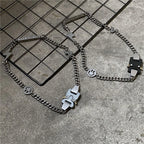 HANGZHI 2021 NEW Hip Hop Punk Titanium Steel Street Men and Women Letters Metal Safety Buckle Necklace Fashion Jewelry