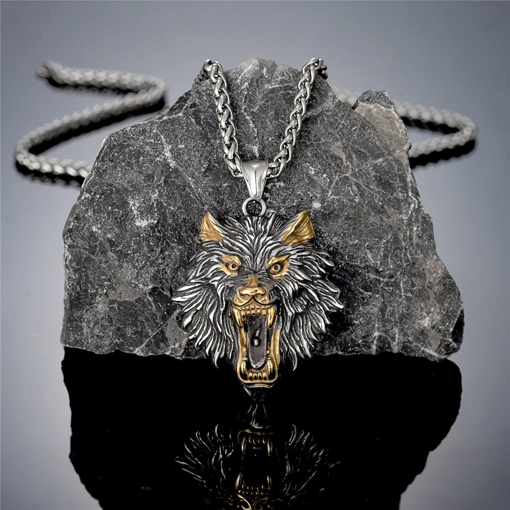 Odin's Wolf Pendant Necklace — Stainless Steel