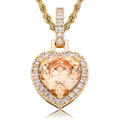 Iced Out Heart Pendant Necklace Stainless Steel CZ