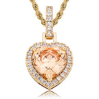 Iced Out Heart Pendant Necklace Stainless Steel CZ