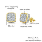 Iced Out Round Square Stud Earrings — Gold
