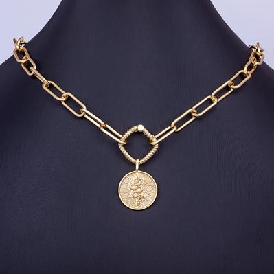 Nidin Hot Sale New Fashion Geometric Paperclip Link Chain Evil Eye Palm Shape Pendant Necklace For Women Men Jewelry