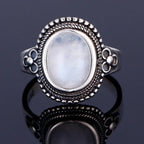 Sterling Silver 925 Vintage Rings Oval 8X10mm Rings Black Onyx Natural Fine Jewelry For Men Women Rhodochrosite Rings