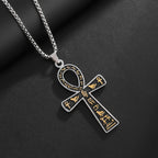Vintage Egyptian Key of Life Ankh Cross Pendant Horus Patronus Necklace Men's Fashion Pharaoh Amulet Jewelry