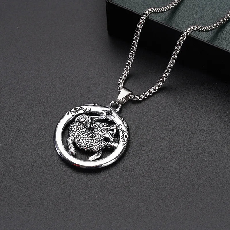 Dragon Zodiac Steel Pendant Chinese Style Retro