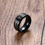 Black Letter Initial Ring — Stainless Steel