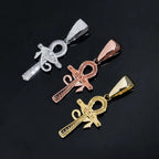 S925 Silver Iced Moissanite Evil Eye Ankh Cross Pendant 925 Sterling Silver Hiphop Pendant 14K Gold Finish For Women Men