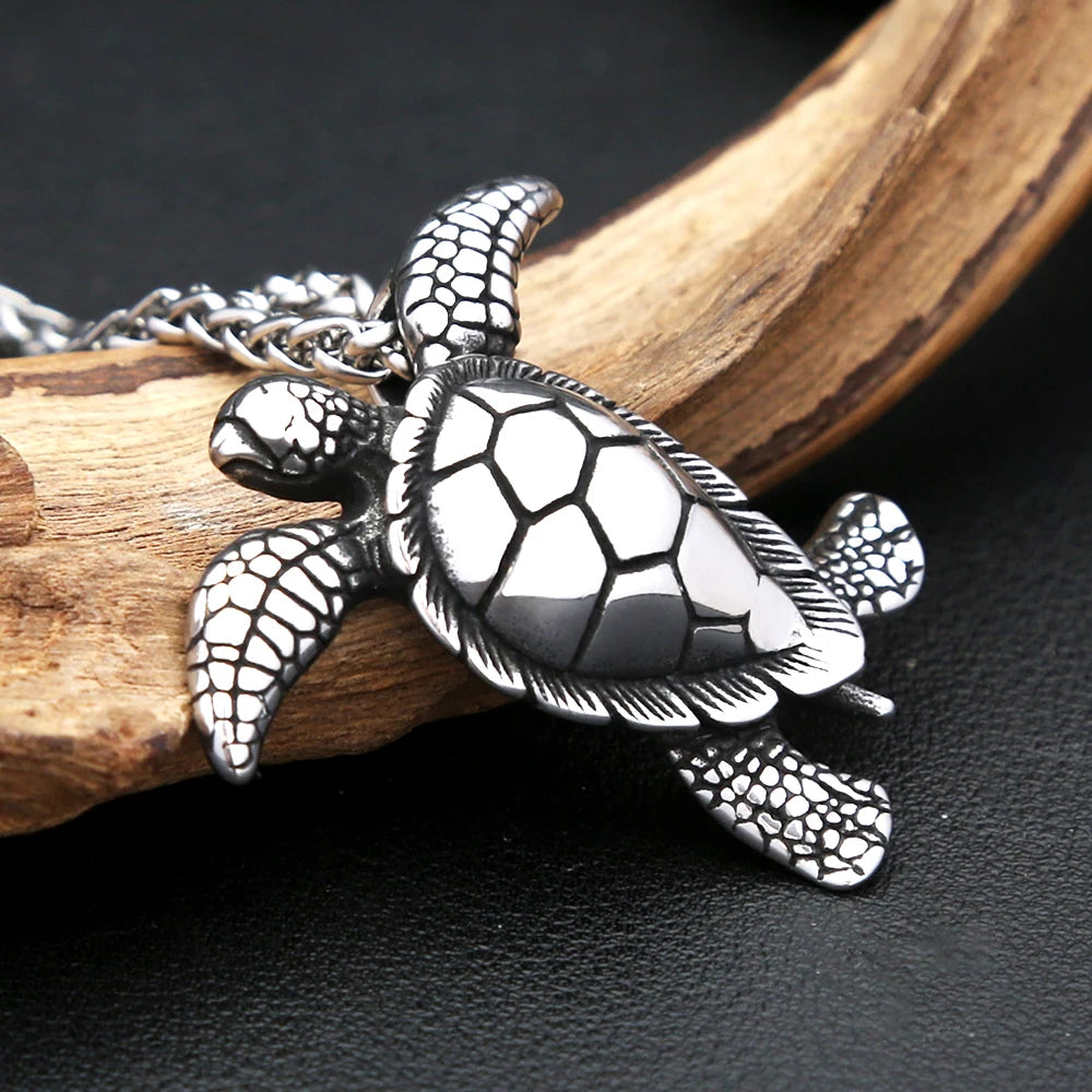 Vintage 316L Stainless Steel Turtle Pendant Necklaces For Men Women Fashion Cute Animal Necklace Punk Party Jewelry Dropshipping