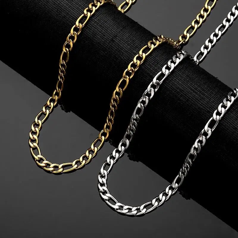 Men's Stainless Steel Link Figaro Chain Necklace for Women High Quality Waterproof Choker Silver Color Jewelry