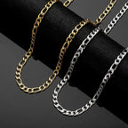 Men's Stainless Steel Link Figaro Chain Necklace for Women High Quality Waterproof Choker Silver Color Jewelry
