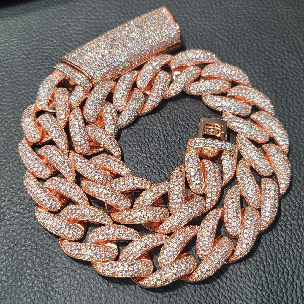 Fashion Hip Hop Miami Cuban Necklace Chain Full Diamonds 9mm 12mm 15mm 20mm 24mm Pendant Chains Long Buckle Closure Jewelry Gift