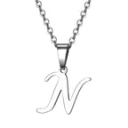 Vintage Initial Letter Pendant Necklace for Women Simple Stainless Steel Letter Glossy Clavicle Chain Choker Necklaces Jewelry