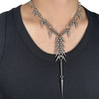 Punk Grunge Goth Rivet Geometric Long Pendant Chain Necklace
