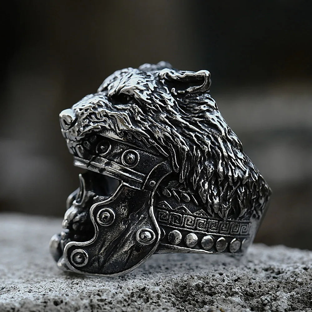 Vintage Domineering Viking Wolf Head Ring For Men Boys Punk Hip Hop 316L Stainless Steel Skull Rings Fashion Amulet Jewelry Gift
