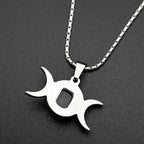 Moon Gold Pendant Witchcraft Triple Amethyst Wicca