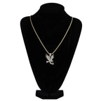 Fashionable Shiny Zircon Flying Eagle Animal Pendant Necklace for Men Hip Hop Rock Party Jewelry