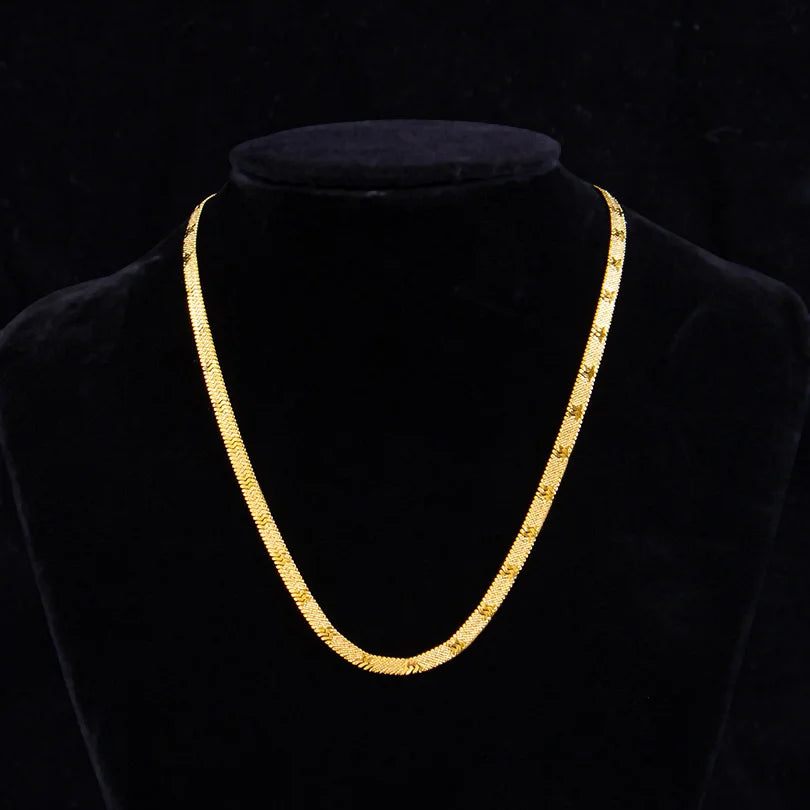 1pc Fashion Unisex Snake Chain Stainless Steel Jewelry Flat Snake Herringbone Chain Necklaces for Women Men New Trend