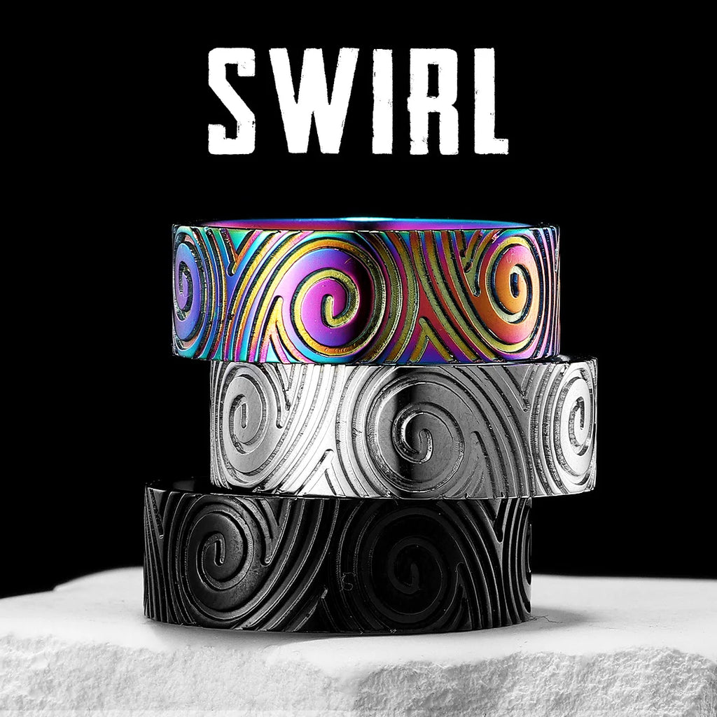 Fingerprint Swirl Ring — Stainless Steel