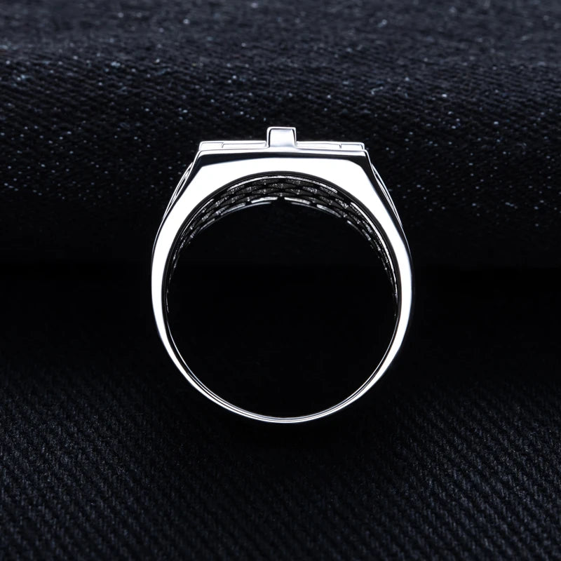 Iced Out Cross Ring — Two-Tone Silver Gold