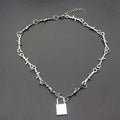 Punk Gothic Thorns Barbed Wire Chain Necklace Vintage Choker Hip Hop Pendant Lock Necklace For Party Birthday Gift