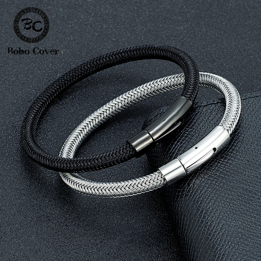 Simple Waterproof 6mm Wire Rope Bracelet For Men Women Stainless Steel Never Fade Handmade Bangles Male Charm Jewelry DIY Gifts