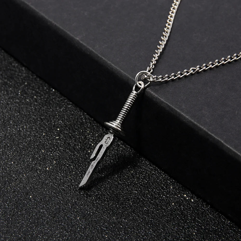 Anime Jujutsu Kaisen Fushiguro Toji Sword Necklace Spear of Tianri Knife Pendant Cosplay Necklaces For Unisex Choker