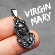 Statement Pendant Necklace Oxidized Bust Virgin Mary
