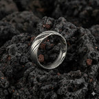 Damascus Steel CZ Band Ring — Stainless Steel