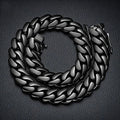 Hip Hop Black Color Stainless Steel Dense Cuban Miami Link Chain Necklaces for Men Bling Rapper jewelry Drop Shipping