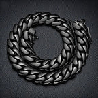 Hip Hop Black Color Stainless Steel Dense Cuban Miami Link Chain Necklaces for Men Bling Rapper jewelry Drop Shipping