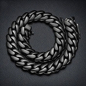 Iced Out Black Miami Cuban Chain, Dense Link — Steel, 2MM