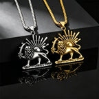 Persian Lion and Sun Pendant — Stainless Steel