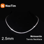 NeeTim 2.5mm Full Moissanite Tennis Necklace 925 Sterling Silver with Gold Plated Necklaces Neck Chain Fine Jewelry for