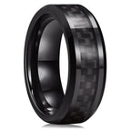 Fashion 8mm Men's Stainless Steel Ring Inlay Black Carbon Fiber Ring Wedding Engagement Jewelry Anniversary Gifts Drop