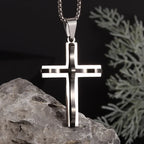 Vintage Christian Jesus Cross Stainless Steel Pendant Little Angel Prayer Necklace Men Women Faith Amulet Jewelry