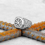 Vintage Stainless Steel Viking Amulet Ring Norse Compass Runes Men and Women Rings Teens Multi Style Jewelry Boyfriend