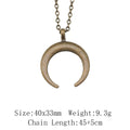 Witch Horn Crescent Moon Pendant — Stainless Steel