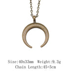 Witch Horn Crescent Moon Pendant — Stainless Steel